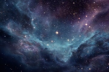 Vividly colorful nebula with sparkling stars illuminating the vastness of space in an enchanting fantasy landscape at an unexplored celestial location