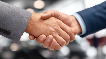 auto business car sale deal gesture and people concept  close up of dealer giving key to new owner and shaking hands in auto show or salon no logos no brands ar 169