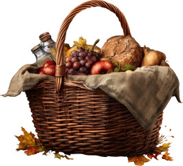Bountiful harvest food basket for rustic autumn picnic