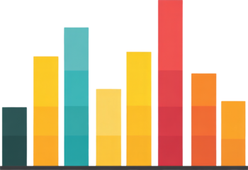 Colorful bar chart graph for business data analysis visualization
