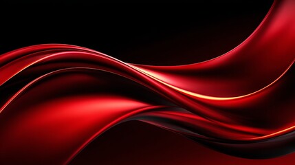 Abstract red and black flowing curves