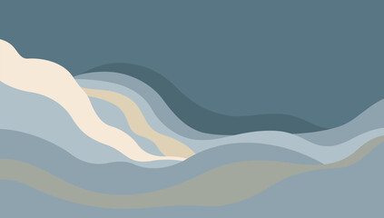 Fototapeta premium Japanese papercut style background featuring layers of flowing, abstract shapes in a muted, earthy color palette. Serene and organic, perfect for digital designs.