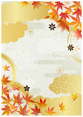 紅葉と和紙背景