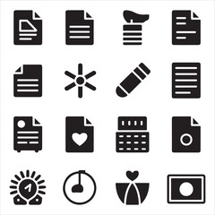 Document Web Icons Set, solid style pdf, file and report vector collection for business, office archive, corporate data management, printing, and paperwork