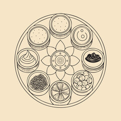 Sacred Thali Mandala &ndash; A Harmony of Flavors and Traditions