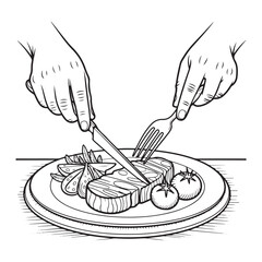 Fine Dining Elegance: Cutting Steak with Style