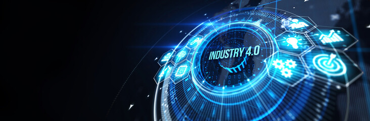 Industry 4.0 Cloud computing, physical systems, IOT, cognitive computing industry. 3d illustration