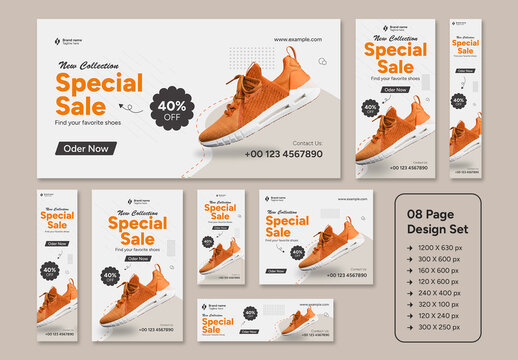 Special Sale For Shoes Web Ad Banner Set Layout