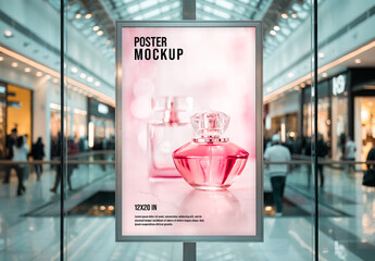 Vertical Poster Display Mockup