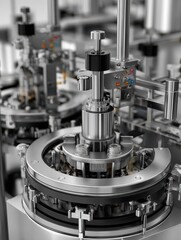 automatic bottle labeling machine with a rotary carousel for a pharmaceutical production line