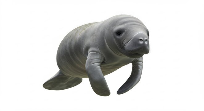 Suesse Seekuh schwimmt sanft im hellen Licht. AI Generated