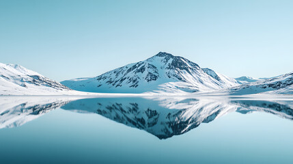 Snow-Capped Mountain Reflected in Calm Lake