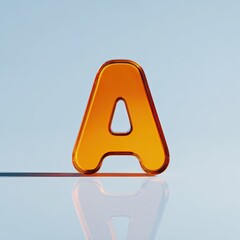 3D rendered, bold orange letter "A