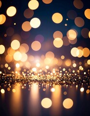 Golden bokeh lights on dark background