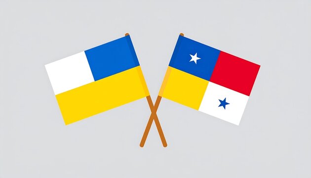 Crossed flags of Ukraine and Panama