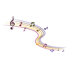 Naklejka premium 秋に流れる音楽のイメージ（水彩風）