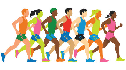 Diverse Group of Runners Training for Marathon, Wearing Athletic Gear and Running Shoes Together