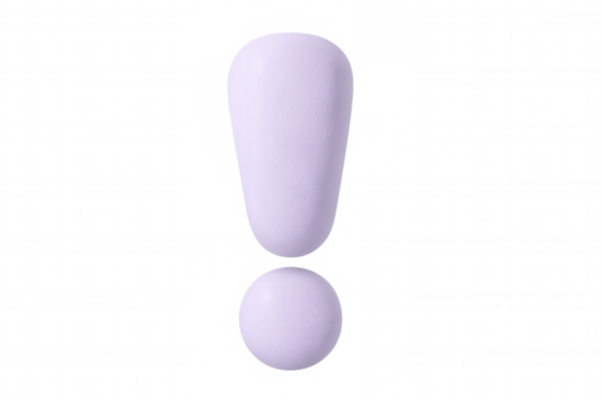 Light purple textured exclamation mark hovering against transparent backdrop, signaling urgent communication or critical alert - Powered by Adobe