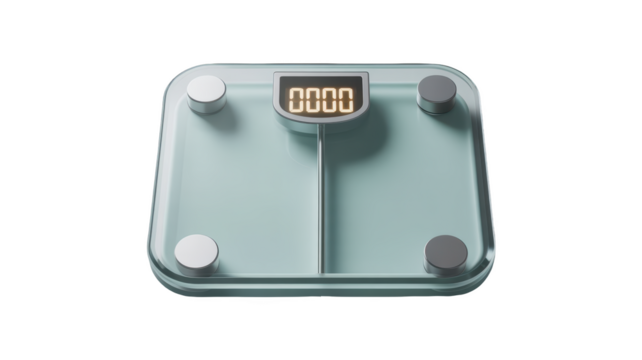 Modern digital bathroom scale isolated on transparent background