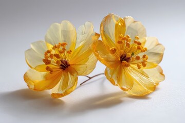 Bright yellow translucent flowers showcase delicate beauty and intricate texture, perfect for adding a touch of nature to any setting