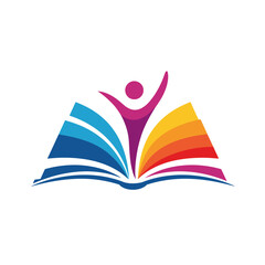 Empowering Education Colorful Book and Person Logo Design