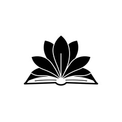 Open Book with Lotus Flower Symbol of Knowledge and Growth