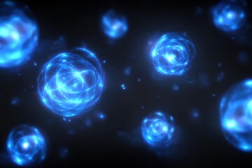 Obraz premium Pulsating blue plasma orbs create a mesmerizing display of energy and light in the Alpha transparency realm, showcasing dynamic movement and cosmic wonder