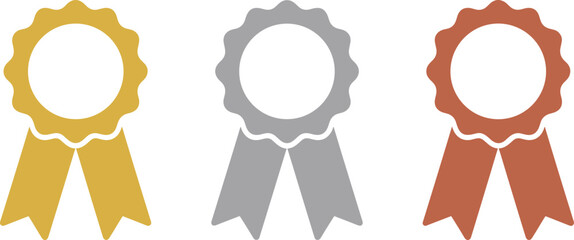 Gold Silver Bronze Ribbons Award Medals Set vector