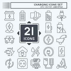 Icon Set Charging. related to Education symbol. line style. design editable