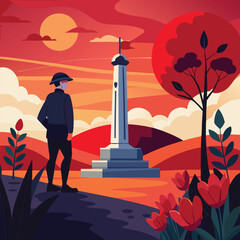 Remembrance Day – Red Poppies and War Memorial Tribute