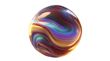 glass liquid orb with iridescent holographic glow, floating