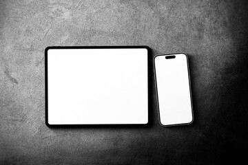 iPad and iPhone Mockup on Cement