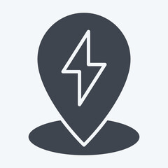Icon Charging Location. related to Charging symbol. glyph style. design editable