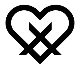 Obraz premium Abstract white heart graphic on black background