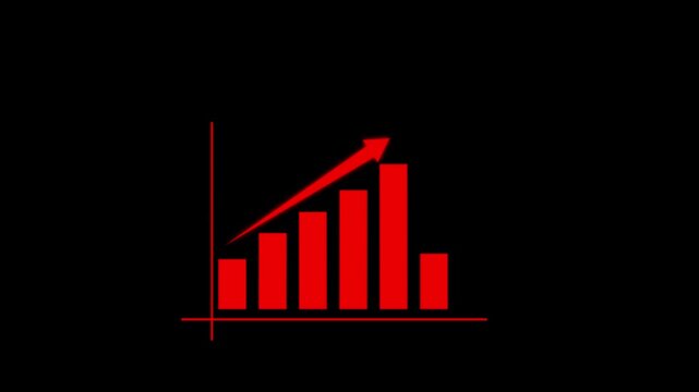 Business graph chart with growing business concept. Abstract decreasing business graph chart animation background. Bad Economy Recession Graph Chart Chalkboard Style Finance Business 4k motion.