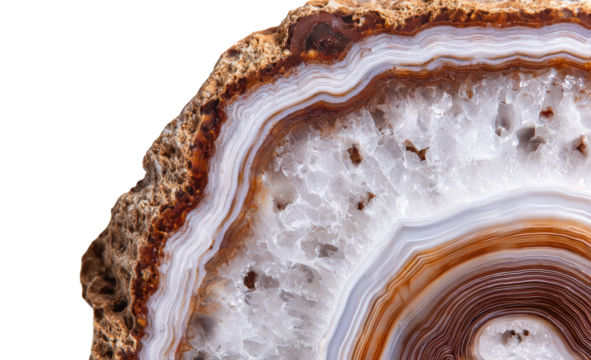 Close-up agate slice with concentric bands
