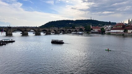 Obraz premium Moldava River and Charles Bridge in Prague