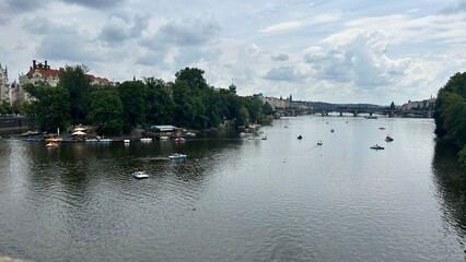 Fototapeta premium Scenic view of Vltava River in Prague city center