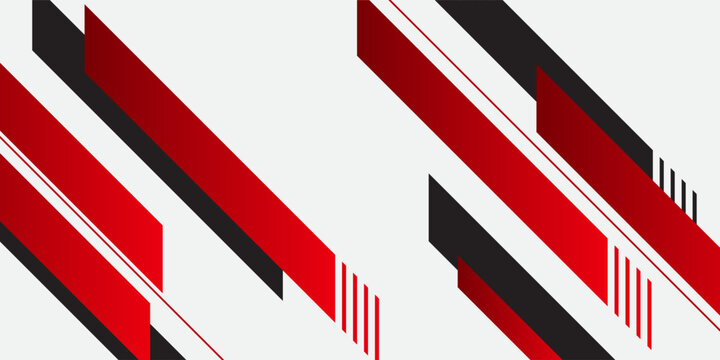 Modern Red Stripes with Black Angled Shapes on Light Background