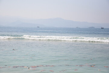 Sea waves, blue sky, blue waters
