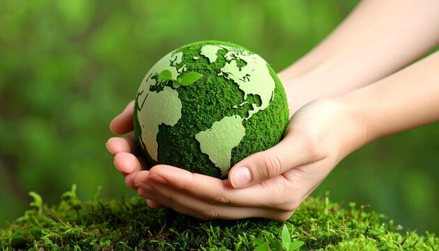 "Sustainable Earth Care: Green Globe and Nature Conservation Concept" - Powered by Adobe