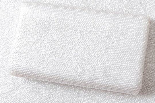 White pillow, textured fabric, close-up