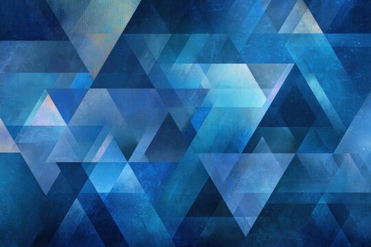 Vibrant blue abstract geometric pattern featuring a harmonious arrangement of triangles in various shades and sizes - Powered by Adobe