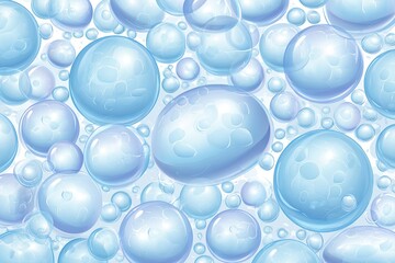 Light blue bubbles of various sizes, overlapping, on white background