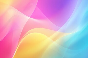 Colorful abstract curves create a harmonious blend of soft gradients in shades of pink, yellow, and blue, capturing a vibrant and energetic essence of creativity and expression