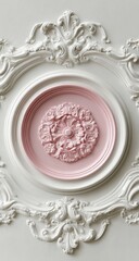 Ornate ceiling medallion, pink center