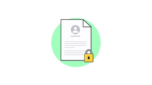 4k Personal Document Paper with Padlock. Private Document Concept Animation Video
