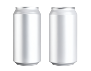 Empty aluminum can mockup isolated on transparent background