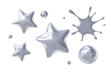 Obraz premium Silver balloons and splash isolated on transparent background for party decoration and celebration