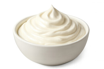 White sauce swirling smoothly in ceramic bowl, transparent background highlighting creamy texture for culinary applications